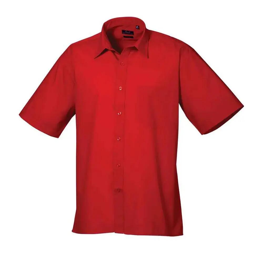 Mens Poplin ShortSleeved Shirt (Red)