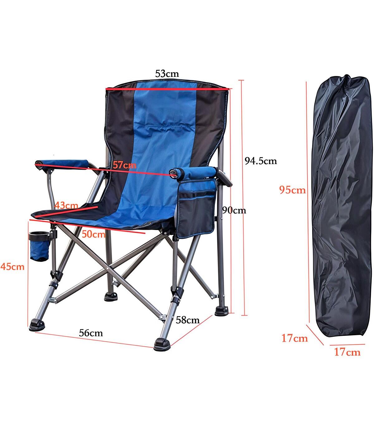 Inklapbare campingstoel Oxford 600D blauw – lichtgewicht tot 150 kg 5/6