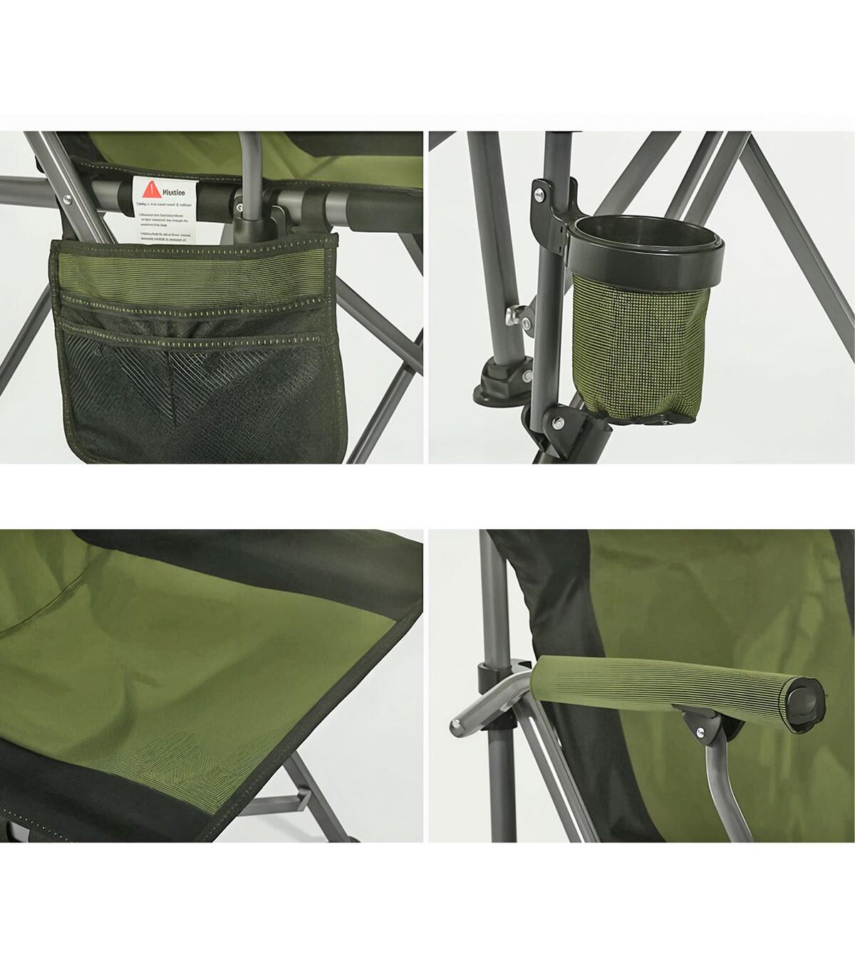 Sedia campeggio pieghevole Oxford 600D verde – leggera, portatile fino a 150 kg 3/6