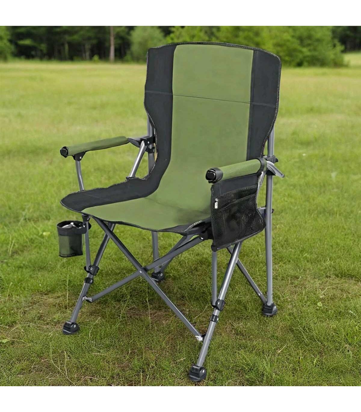 Sedia campeggio pieghevole Oxford 600D verde – leggera, portatile fino a 150 kg 6/6