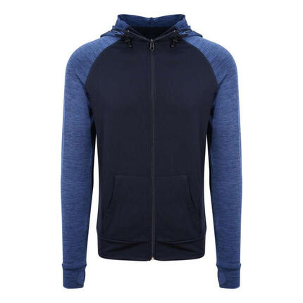 Heren Contrast Melange Slim Full Zip Hoodie (Grijs/Grijs Melange)