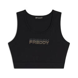 Top de sport en jersey soutien moyen avec graphismes dorés