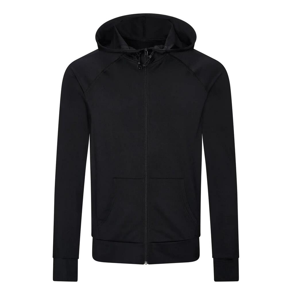 Mens Plain Slim Full Zip Hoodie (Jet Black)
