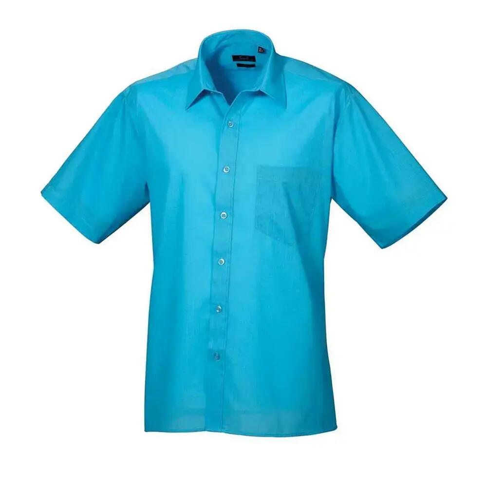 Mens Poplin ShortSleeved Shirt (Turquoise)
