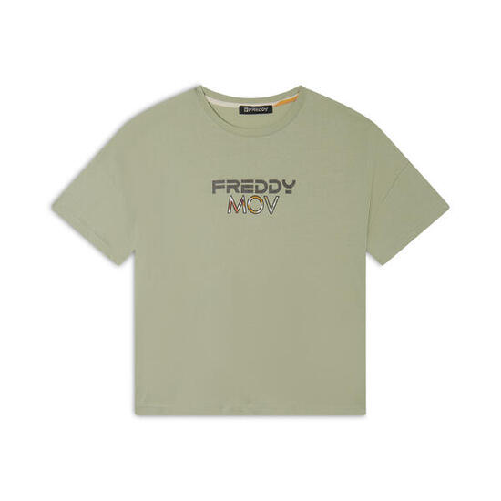 T-shirt Cropped con Spacchi Laterali