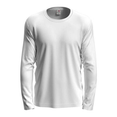 Heren klassiek tshirt met lange mouwen (wit)
