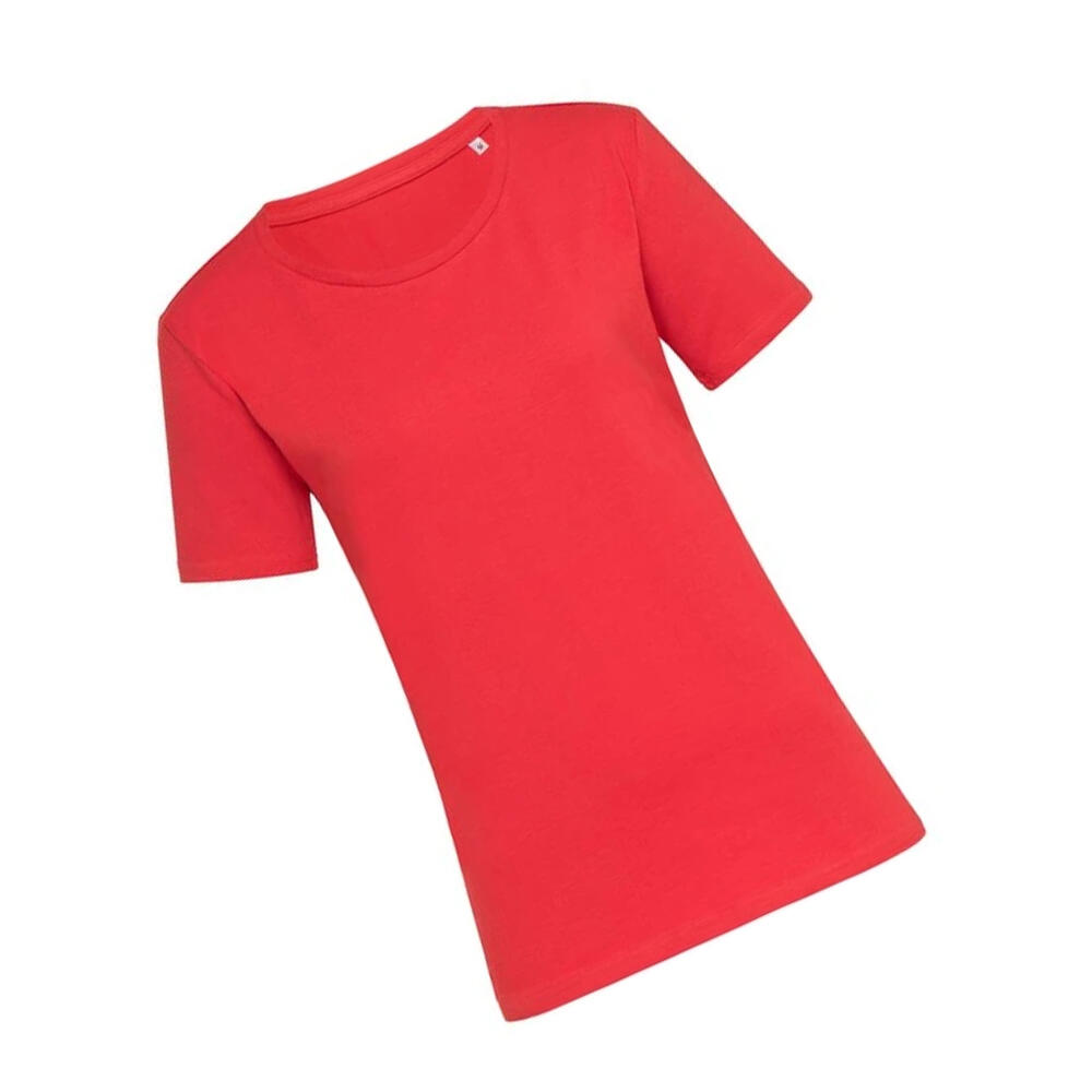 T-Shirt de algodão elástico de corte descontraído para senhora/senhora (Vermelho 2/2