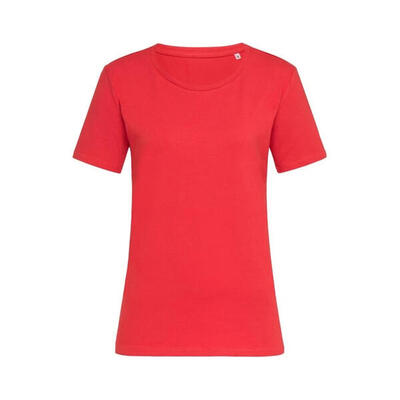 Camiseta de Algodón para Mujer Rojo Escarlata