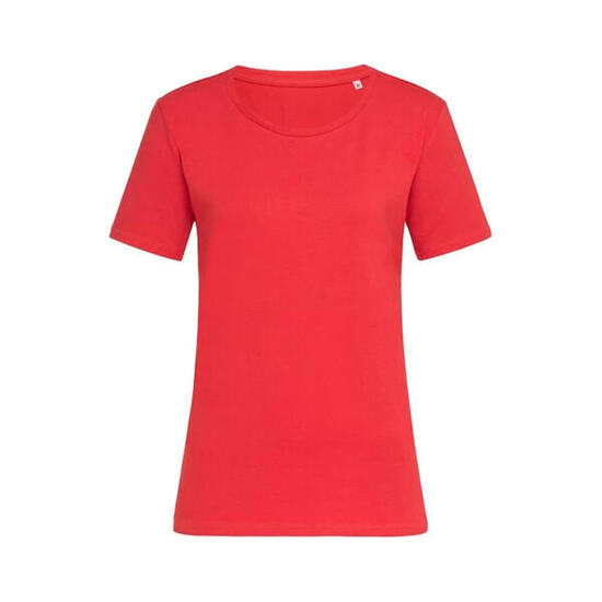 Camiseta de Algodón para Mujer Rojo Escarlata