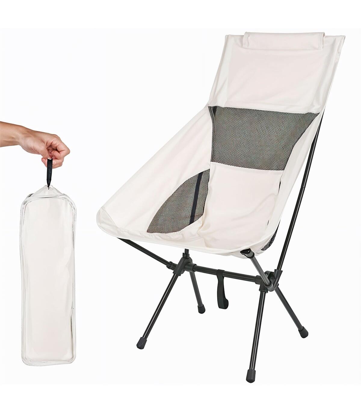 KOL OUTDOOR Silla de camping portátil ultraligera con estuche de transporte, Beige