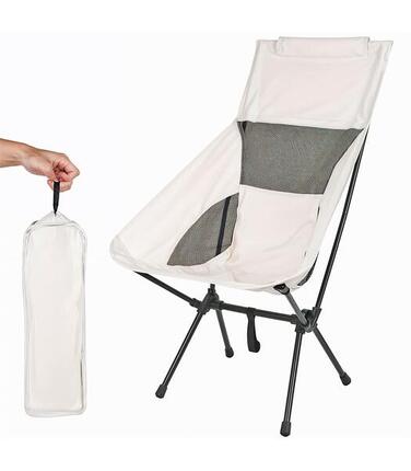 Ultraleichter klappbarer Campingstuhl mit Tasche, beige – bis 150 kg