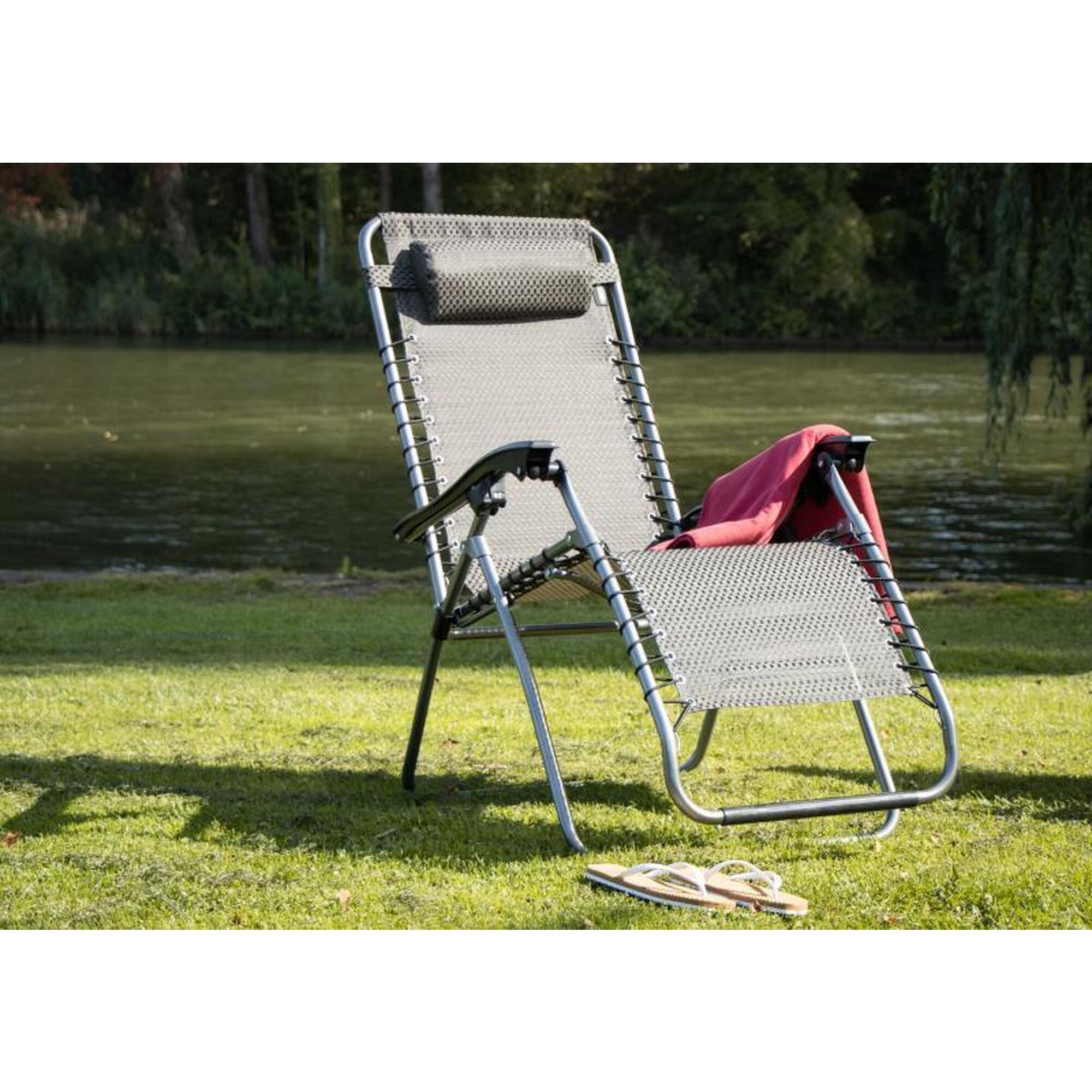 Scaun camping Abbey Chaise Lounge III, Gri, Textilene