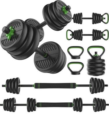 Hantel- und Kurzhantel-Gewichteset 28 kg - Vinyl-Hantelstange mit Gewichten