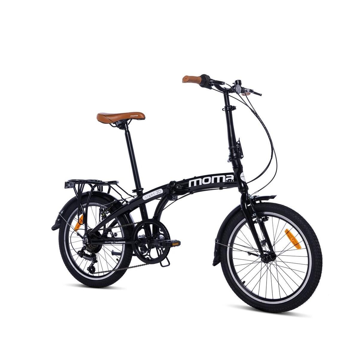 MOMA BIKES Bicicleta Plegable Urbana LIGHT 20" Negra , aluminio, SHIMANO 7v.