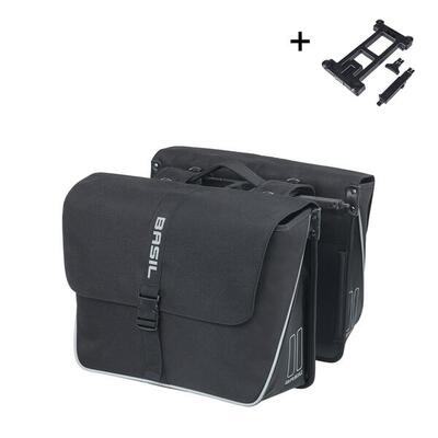 Basil forte dubbelfietstas 35l - zwart. ideaal voor fietsen