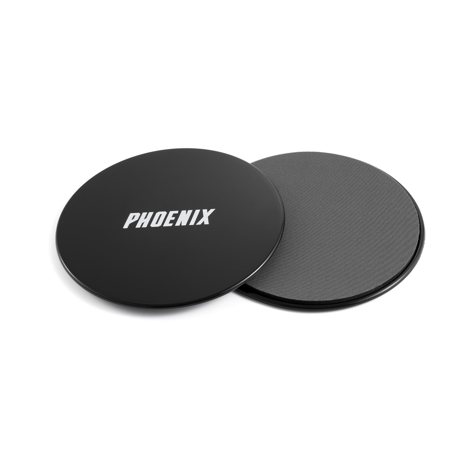Disques Glissants Phoenix Fitness - Double Face Pour Abdominaux Et Fitness, 17.5x17.5cm - Noir Et Orange