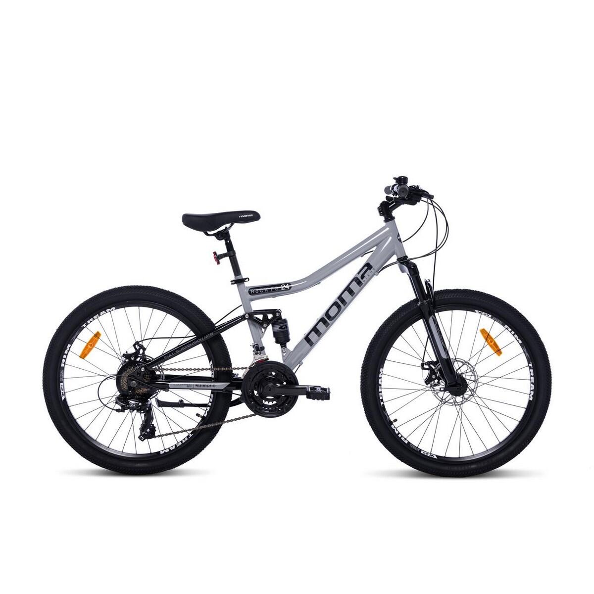 MOMA BIKES Bicicletta MTB Junior,ROCK 24"FS, SHIMANO 21V, Freni a Disco,Doppie sospensioni