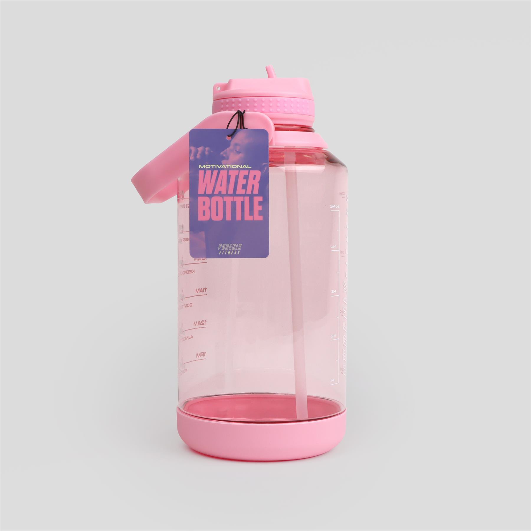 2 Litre Motivational Water Bottle with Straw - Pink | Decathlon