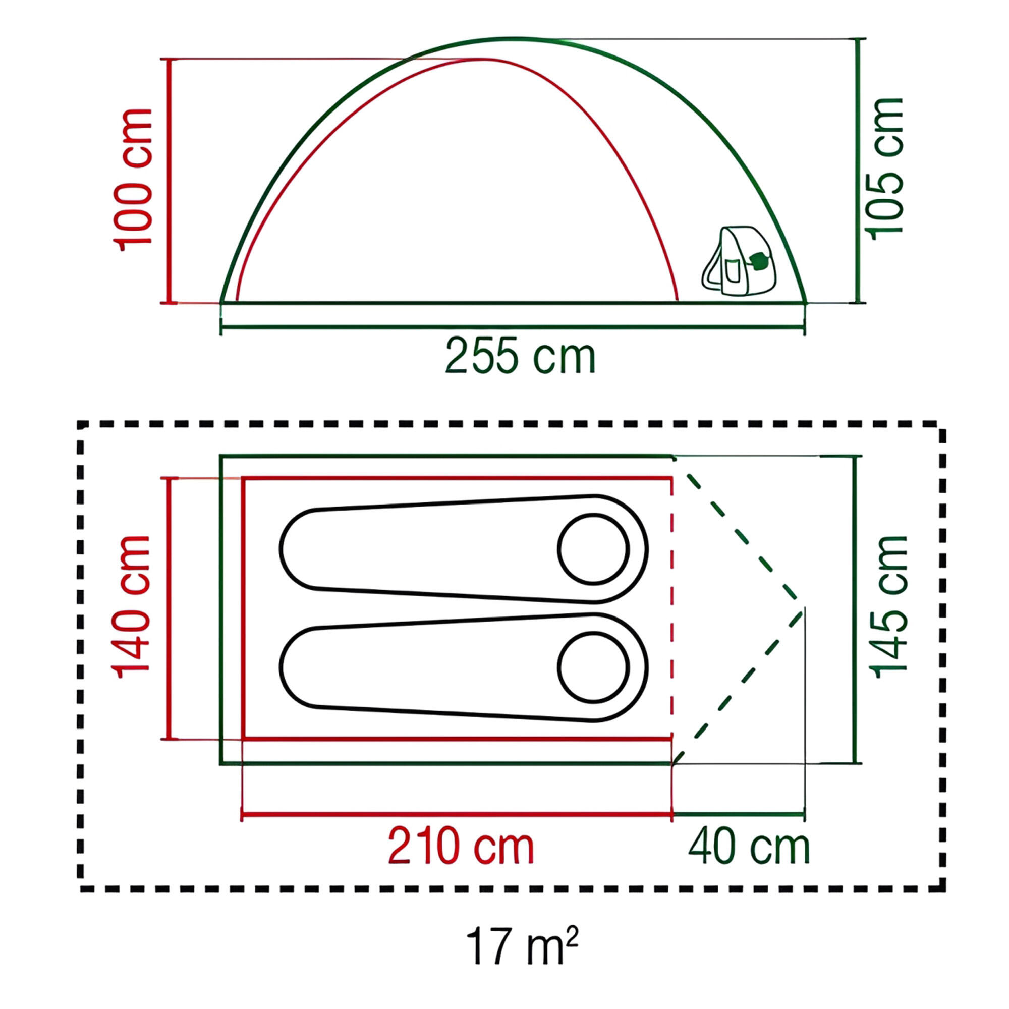 2-Person Darwin Camping & Hiking Tent, Compact, Lightweight & Easy Setup, Green
