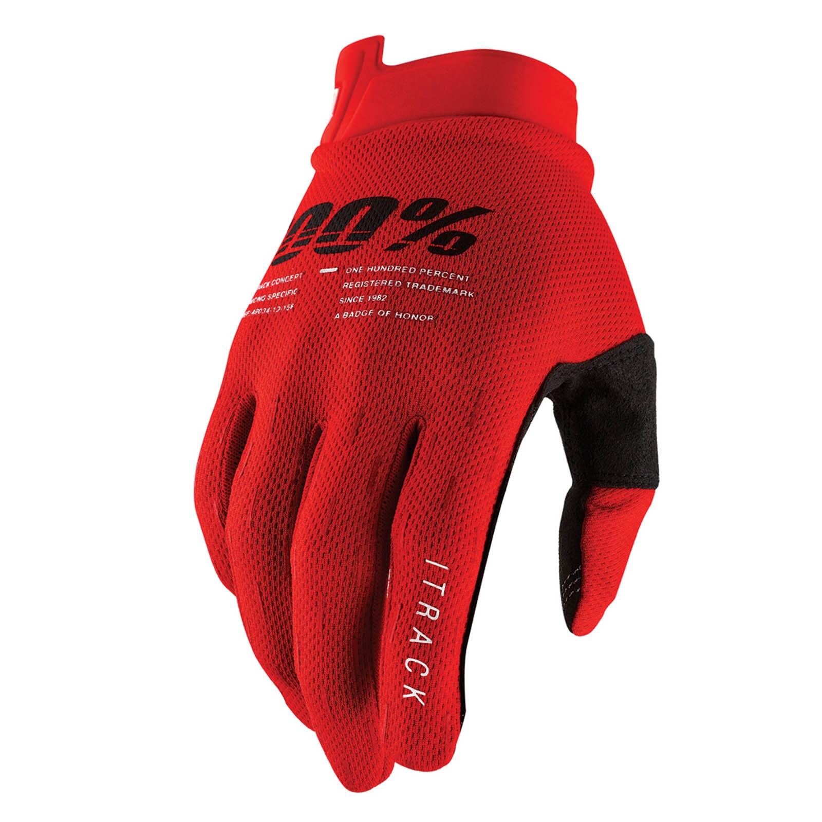 100% - Gants Vélo Homme Itrack Rouge - Gants - Rouge -  8 À 10 Ans - Decathlon