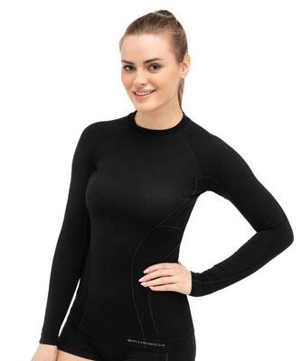 Langarmshirt Damen Brubeck Active Wool LS12810-BLACK