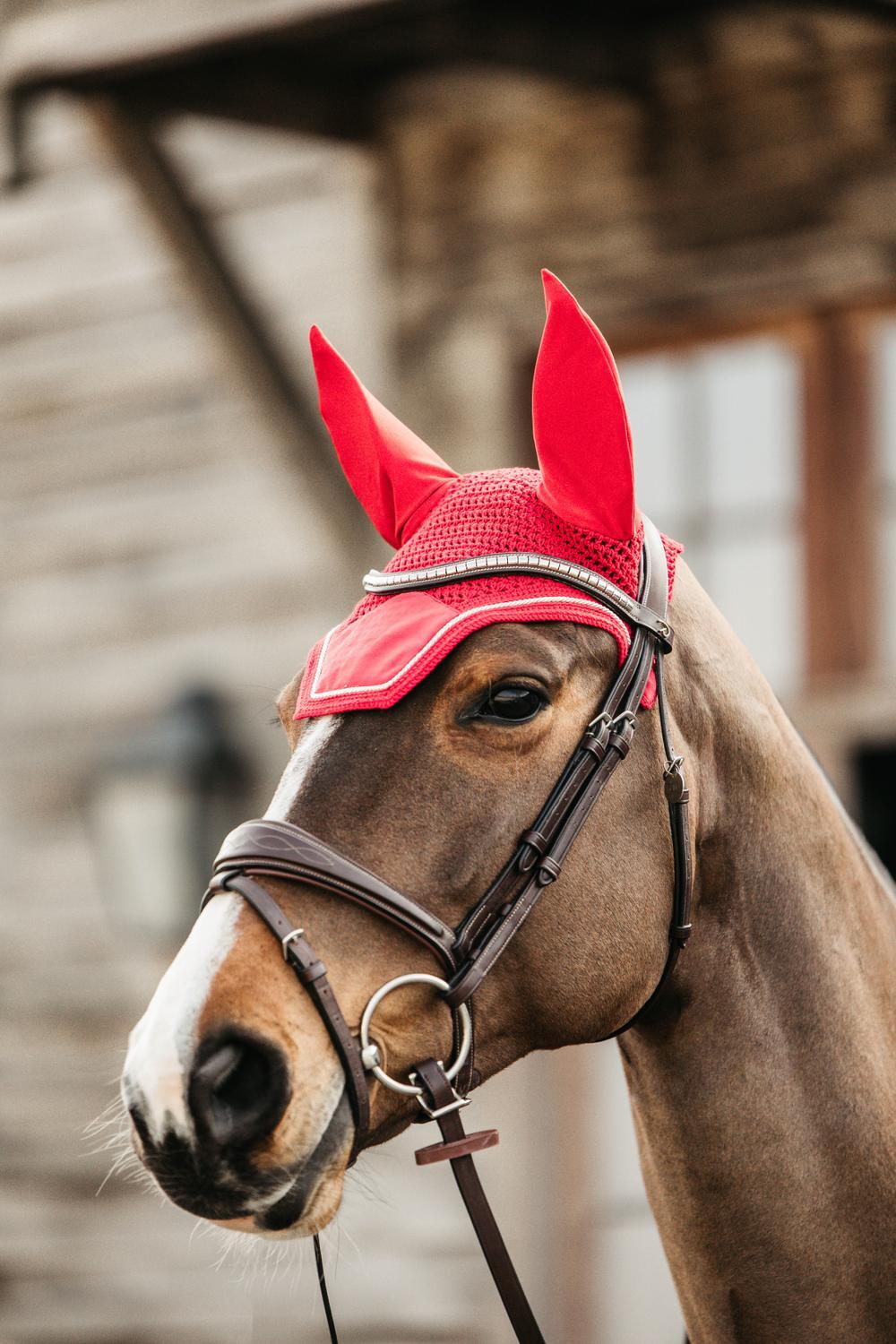 Wellington Oornetje - Velvet - Rood - Voor Paard 3/5