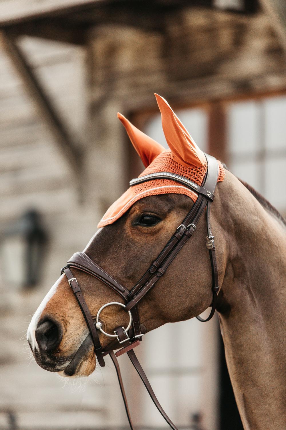 Wellington Oornetje - Velvet - Oranje - Voor Paard 4/5