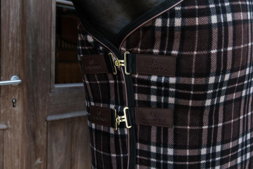 Fleece rug 'heavy' check printing brown 140-6'3 3/5