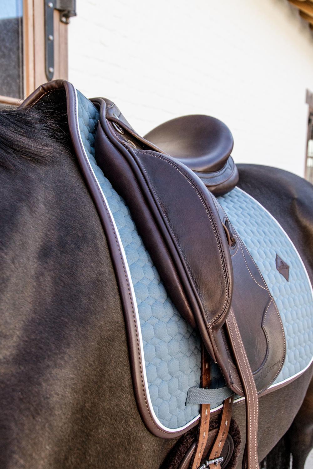 Tapis de selle FULL - Bleu poudreux - Cuir - Dressage 2/4