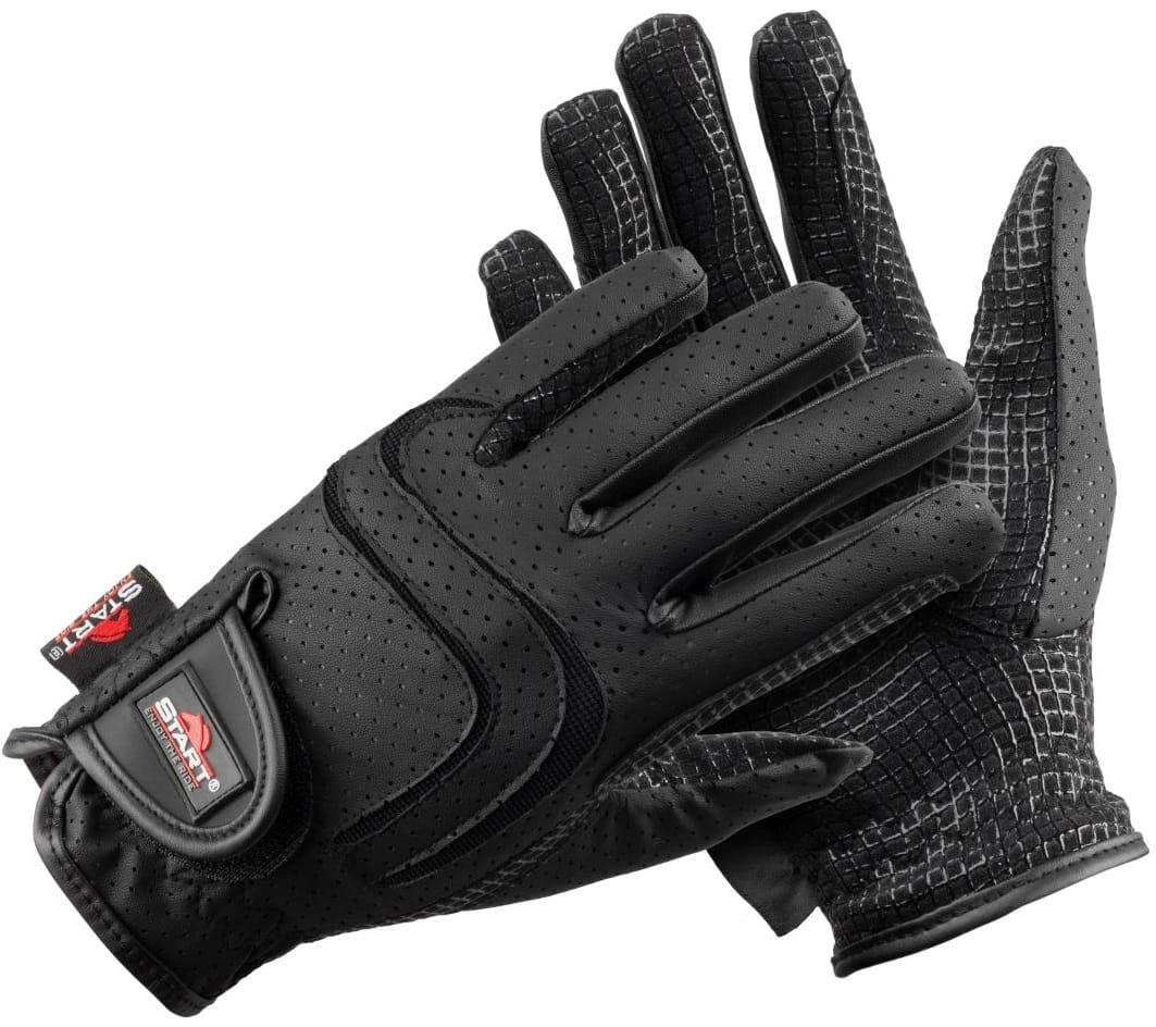 Reithandschuhe Damen Herren, Unisex - Erwachsene START Panay Kunstleder, schwarz 1/2