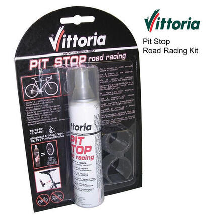 Bombe anti-crevaison vélo route raccord directe + clips Vittoria Pit Stop 75 ml