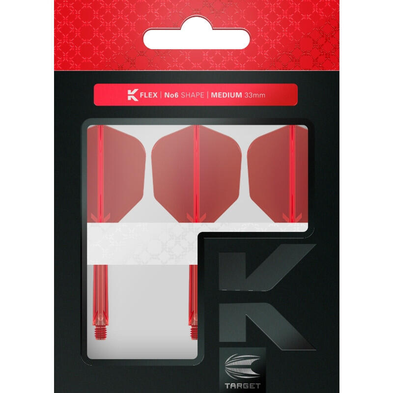 Ailettes et tiges K Flex Target Darts No.6 - Court (19mm), Rouge 7/7