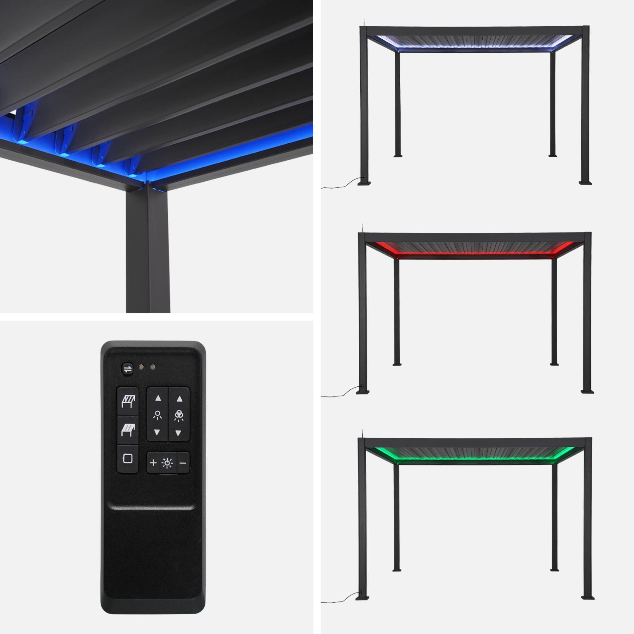 Pérgola bioclimática Triomphe 3x4m LED + toldo de 4m, Antracita 3/6