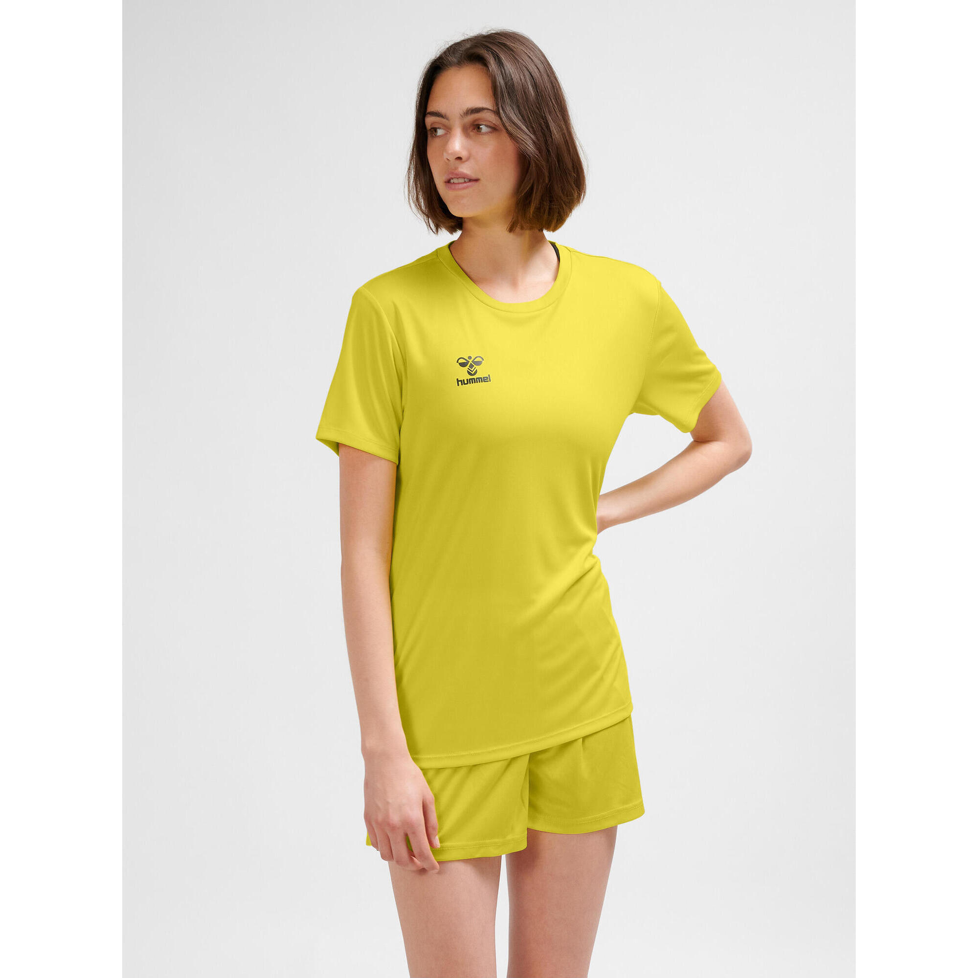 Hummel - Enfiler T-shirt Hmlessential Femme Hummel - T-shirt Manches Courtes - Jaune - 40 M - Decathlon