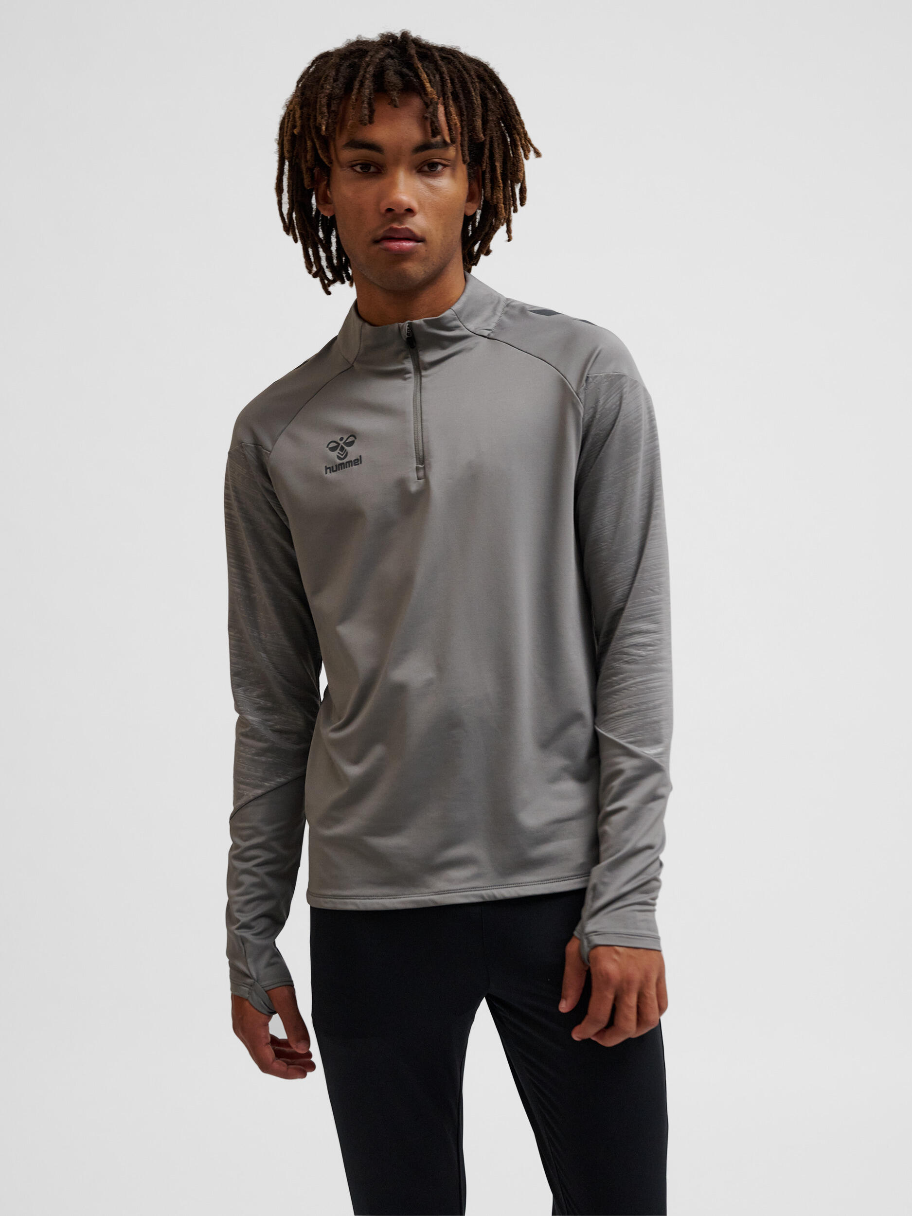Halbreißverschluss Sweatshirt Daumenlöcher Hmlpro Erwachsene HUMMEL 1/7