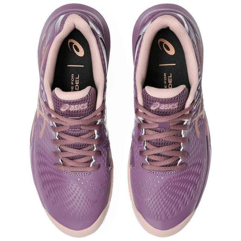 Zapatillas Asics Gel Challenger 14 Padel Dark Ube Oro Rosa Mujer 3/7