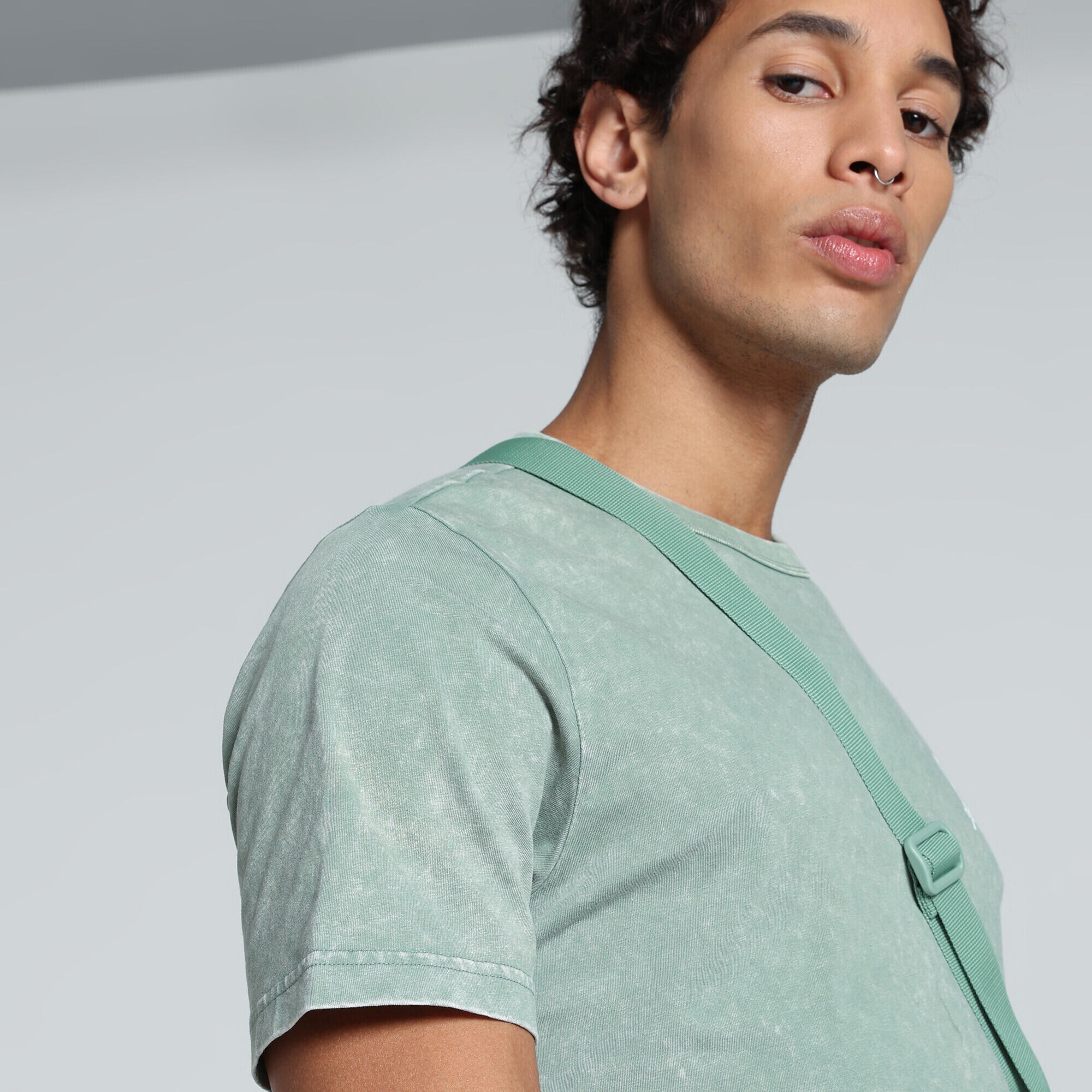 PUMA Pánské turistika tričko s krátkým rukávem Washed T-Shirt Green Moon