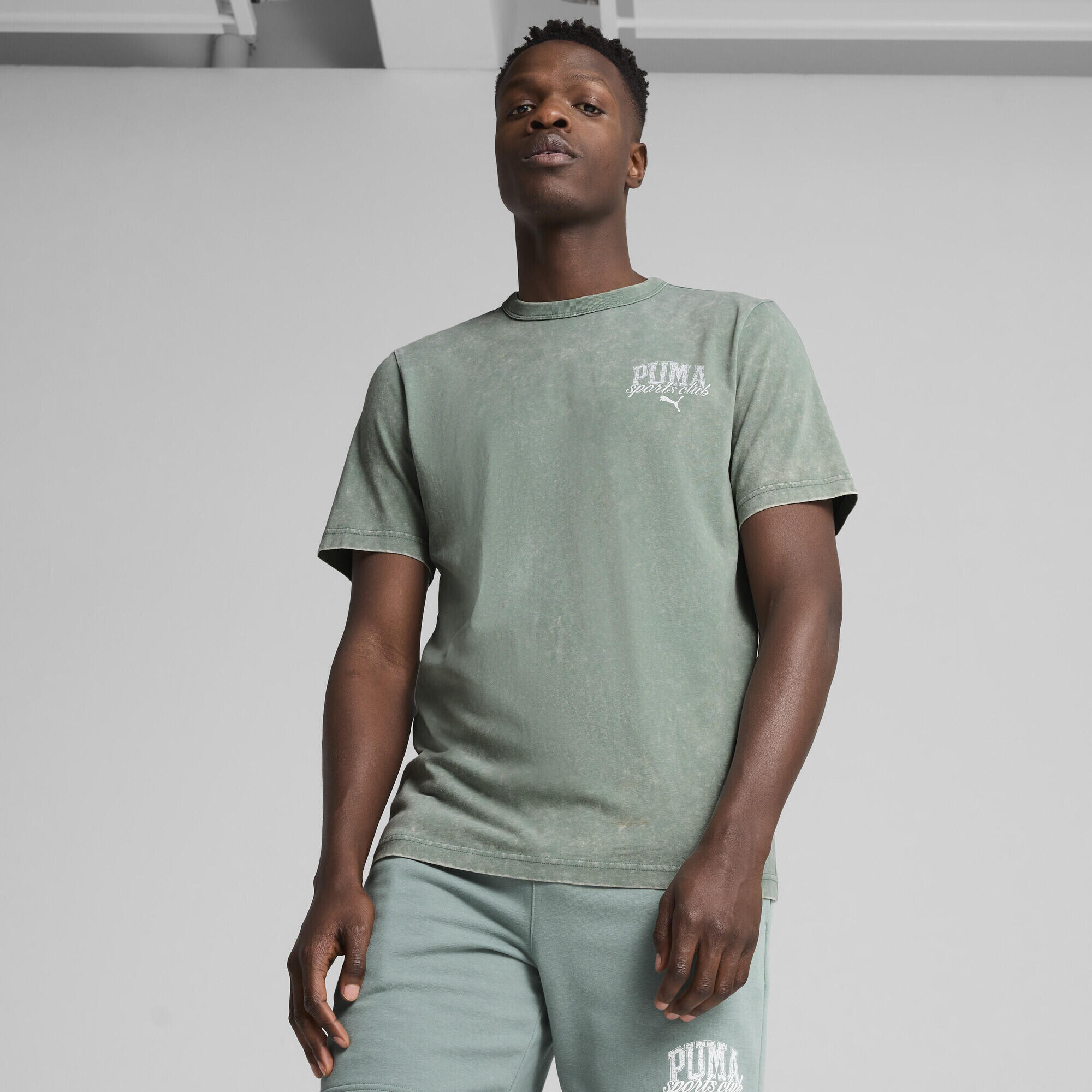 Pánské turistika tričko s krátkým rukávem Washed T-Shirt PUMA Green Moon 2/7