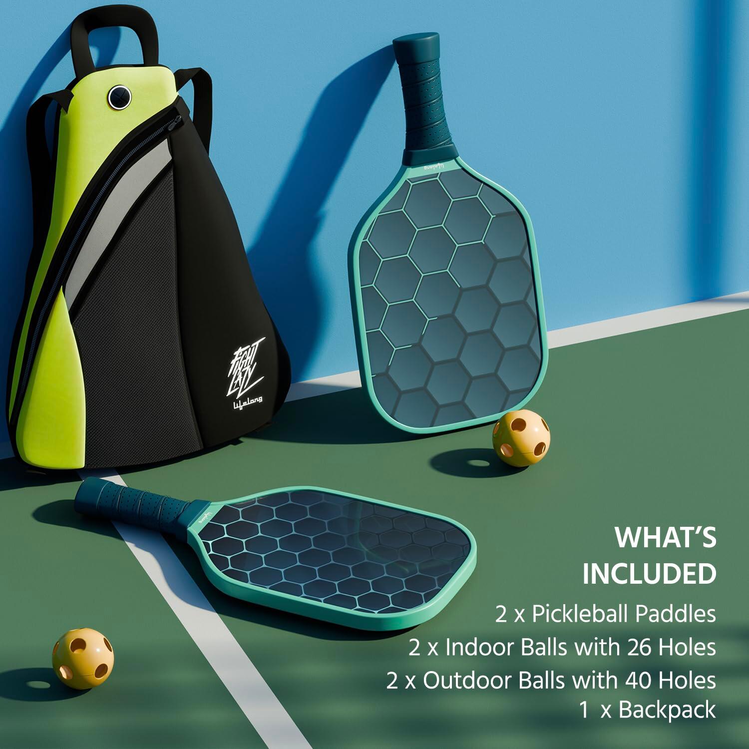 Lifelong Pickleball Paddle Set, 2 Rackets, 4 Pickle Balls and Paddle Bag Cover