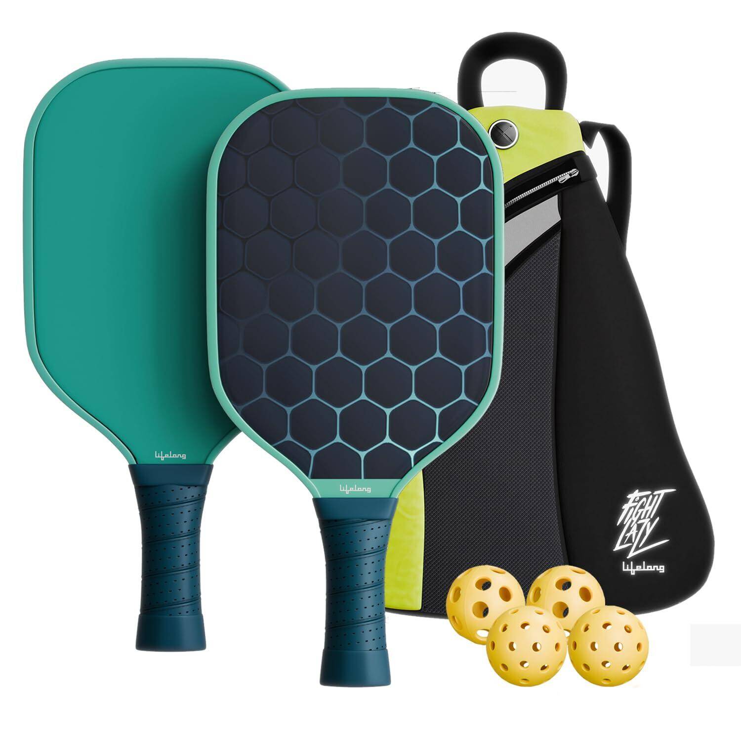 Lifelong Pickleball Paddle Set, 2 Rackets, 4 Pickle Balls and Paddle Bag Cover