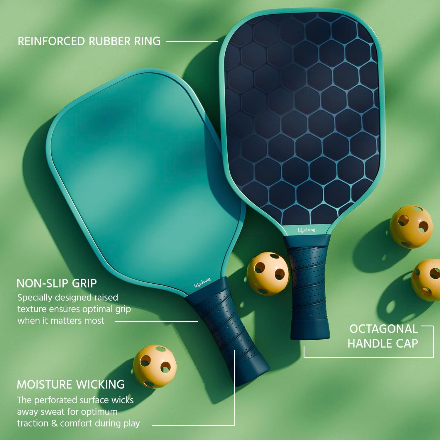 Lifelong Pickleball Paddle Set, 2 Rackets, 4 Pickle Balls and Paddle Bag Cover