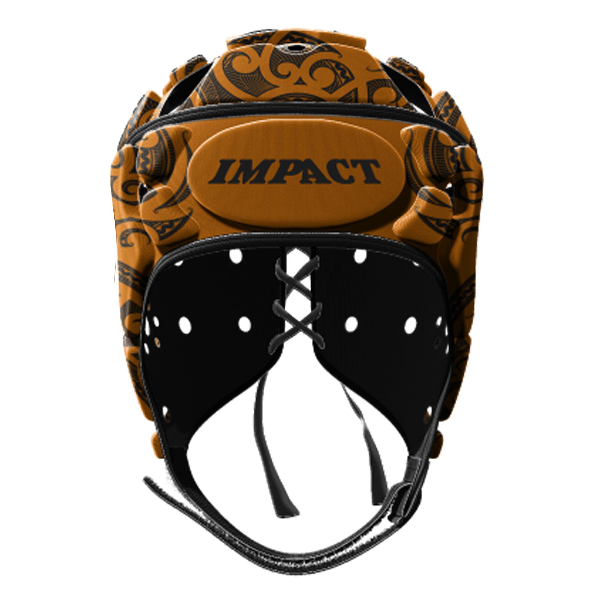 IMPACT Casco Da Rugby Impact Arancione Tribal Nero Per Adulti