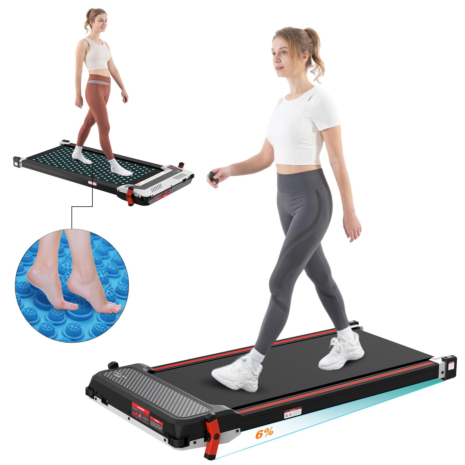 CITYSPORTS Loopband Met 6% Vaste Hoek.ZX3,550 W,6,0 km/u,Afstandsbediening.Massageband