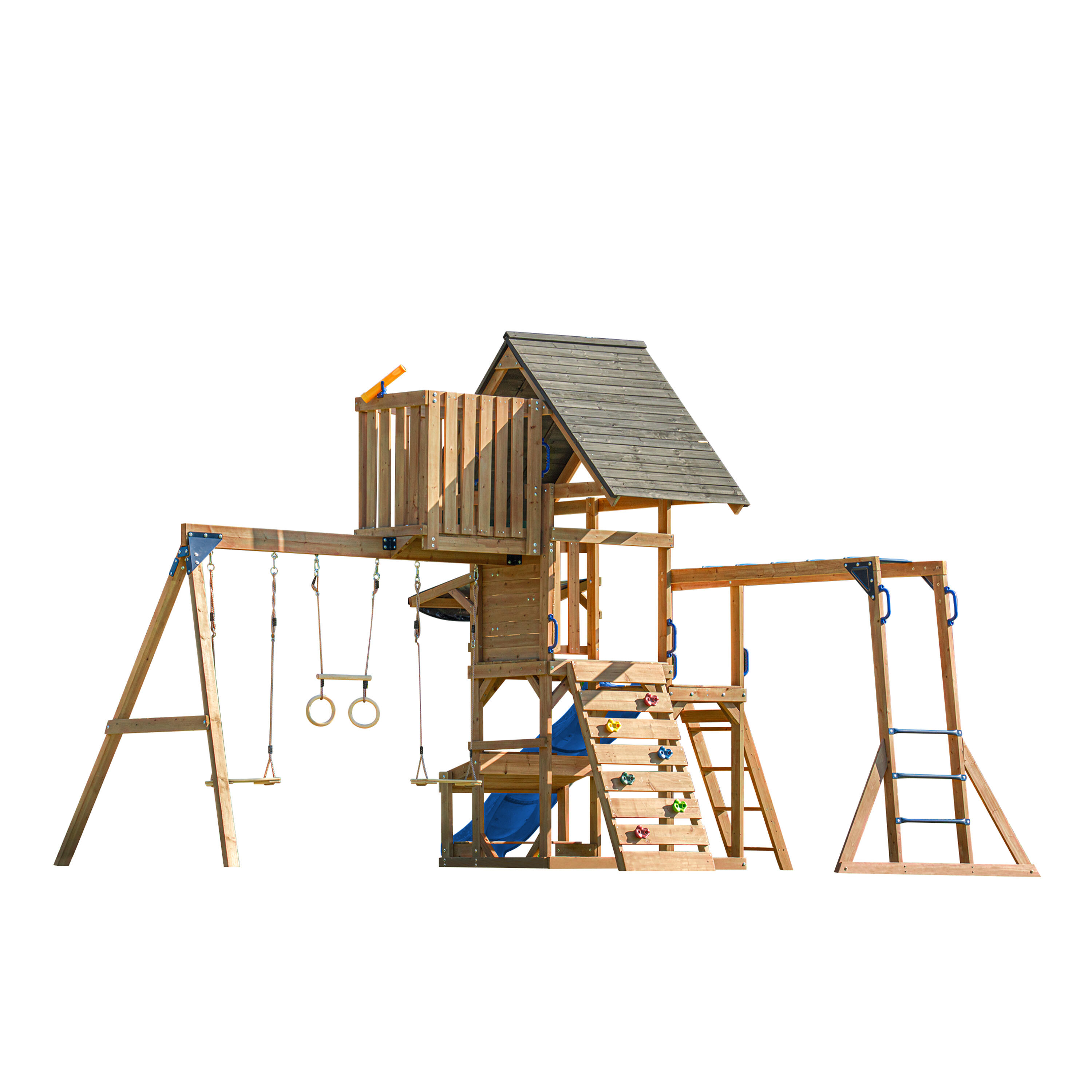 Aire de jeux en Bois Mitch avec 2 Balançoires, Toboggan Bleu 6/7
