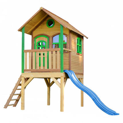 Maisonnette de jardin Laura Marron/Verte – Toboggan Vert Citron