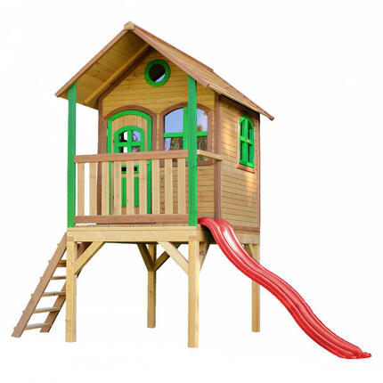 Maisonnette de jardin Laura Marron/Verte – Toboggan Vert Citron