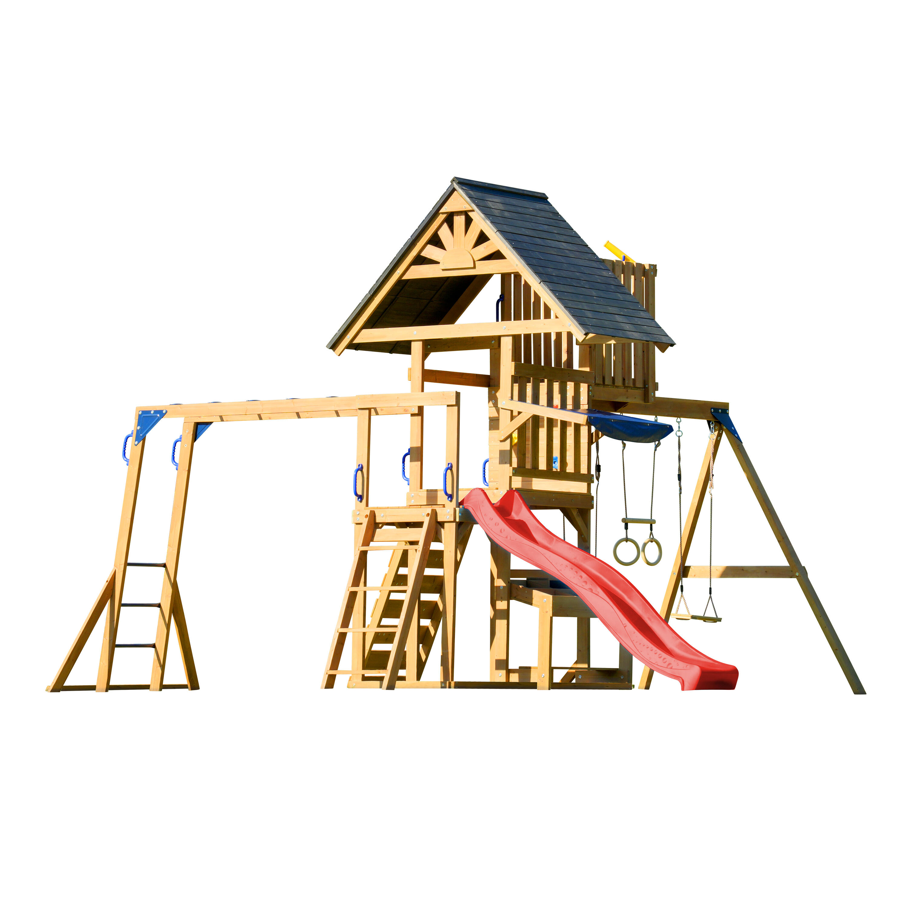 Axi - Aire De Jeux En Bois Mitch Avec 2 Balançoires, Toboggan Rouge - Aire De Jeu - Rouge - Taille Unique - Decathlon