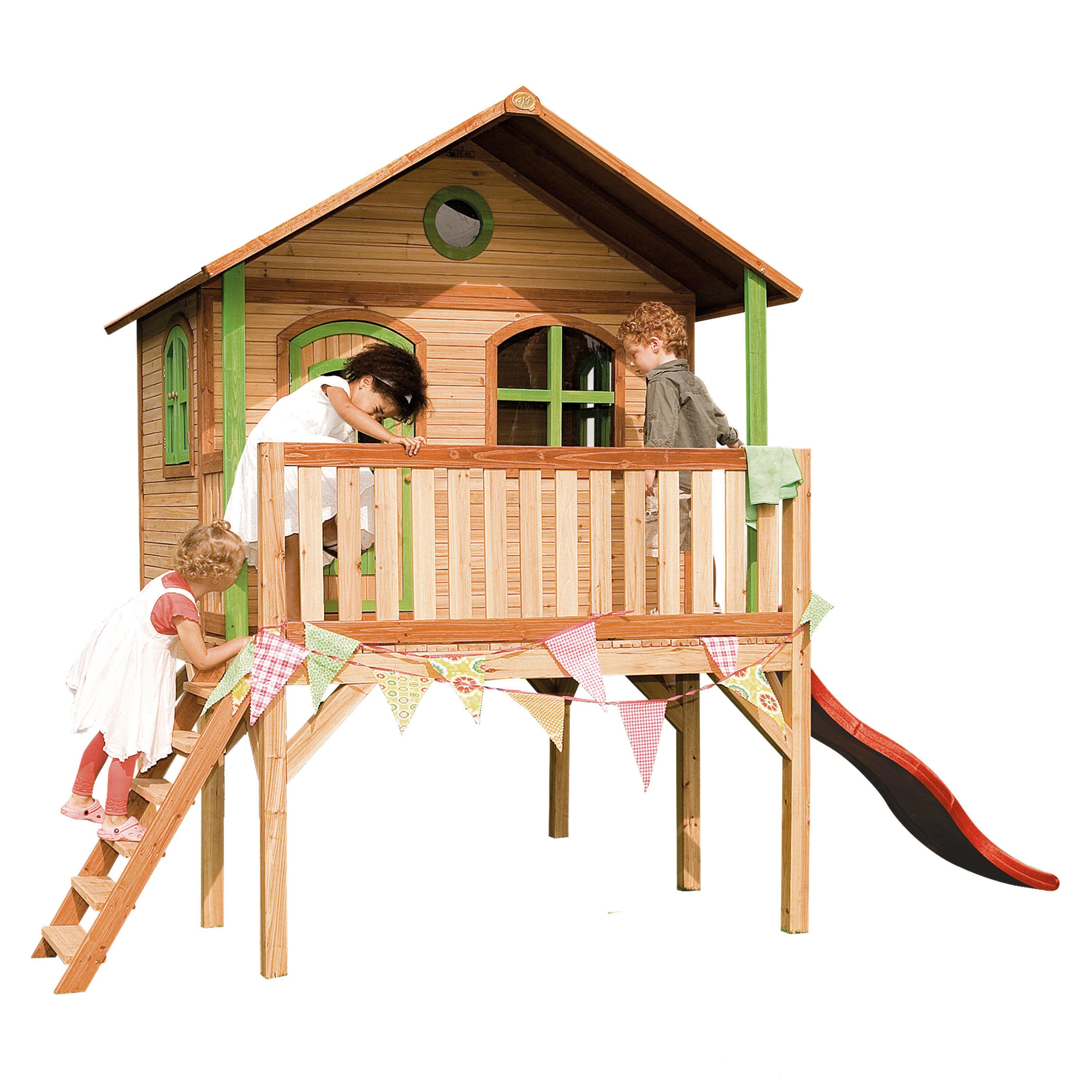 Axi - Maisonnette De Jardin Sophie Marron/verte  - Toboggan Rouge - Aire De Jeu - Rouge - Taille Unique - Decathlon