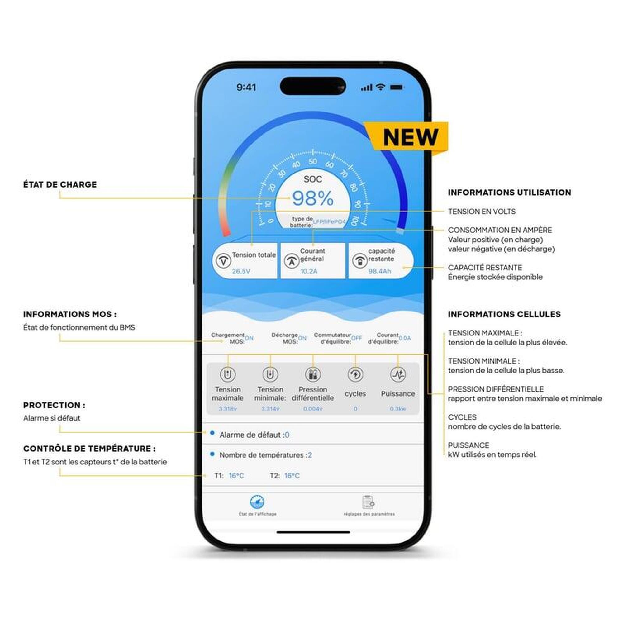 Batterie LifePo4 12V/100 Ah + chargeur non étanche 10A