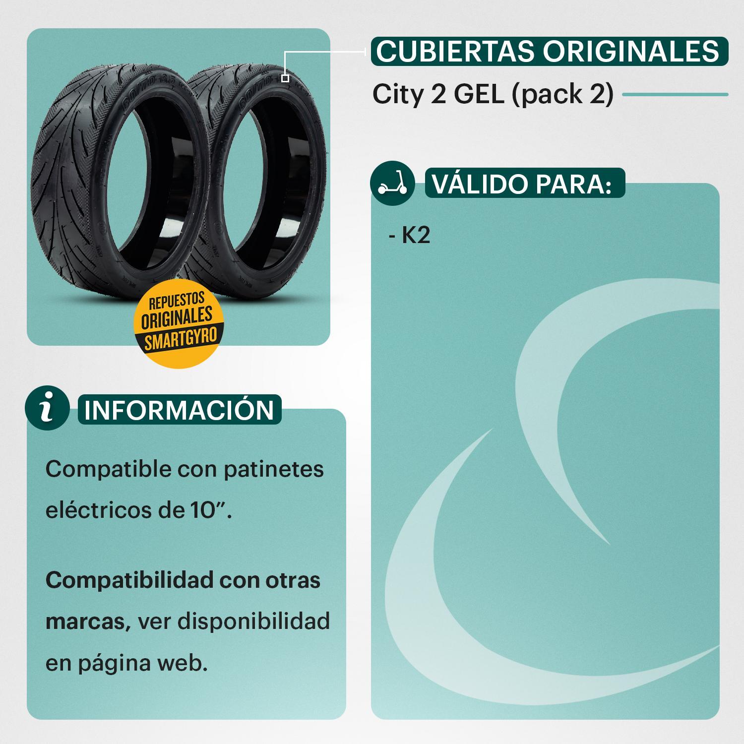 Pack de 2 Cubiertas City 2 de GEL para Smartgyro K2 3/8